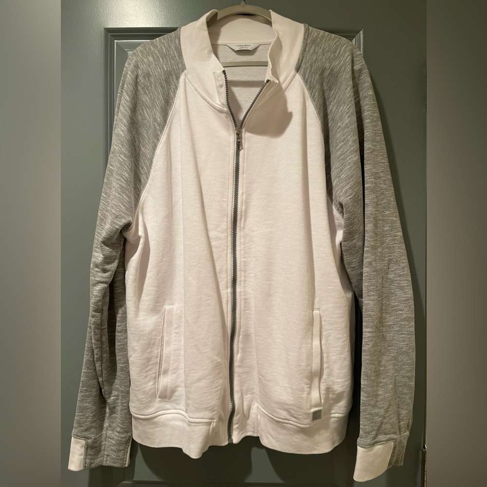 Calvin Klein men’s zip jacket gray and white